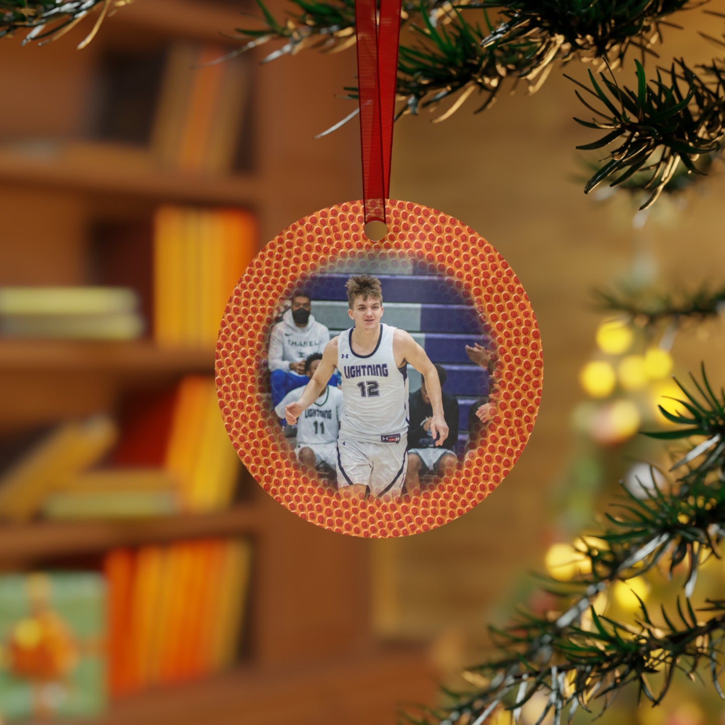 Score Memories with Personalized Basketball Photo Ornament 2024 - Custom Hoops Keepsake