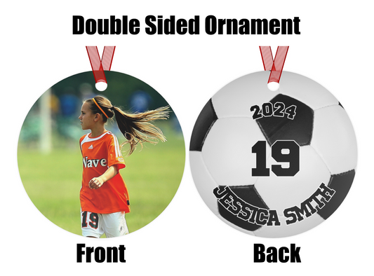Personalized Soccer Photo Ornament 2024 - Custom Soccer Keepsake - Unique Gift for Soccer Fans