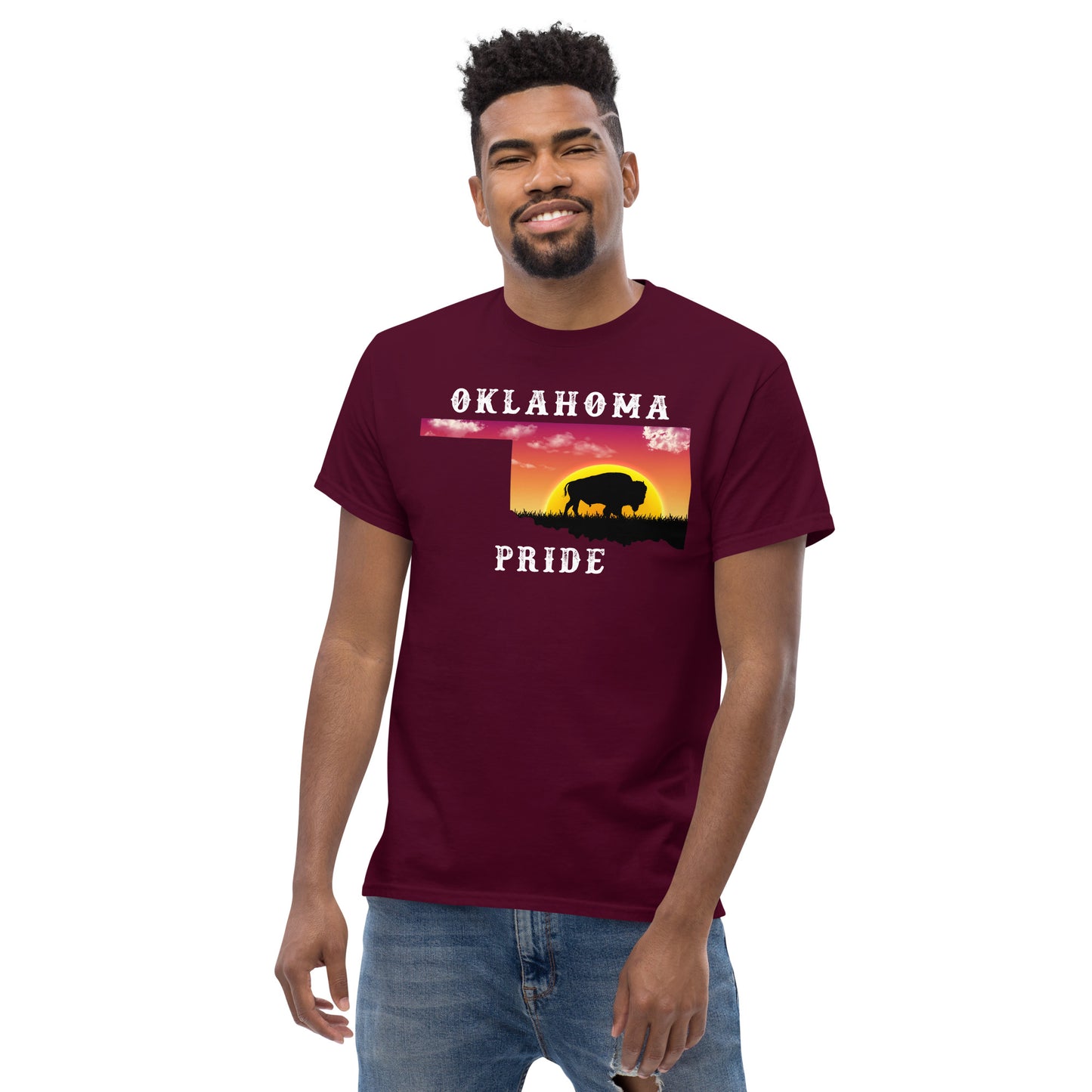 Oklahoma Sunrise Buffalo Dark Color T-Shirt