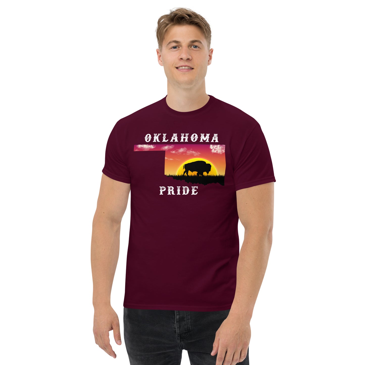 Oklahoma Sunrise Buffalo Dark Color T-Shirt