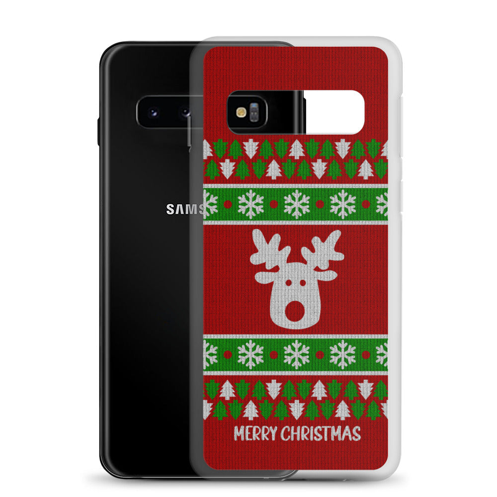 Red Ugly Christmas Sweater Reindeer Samsung Case