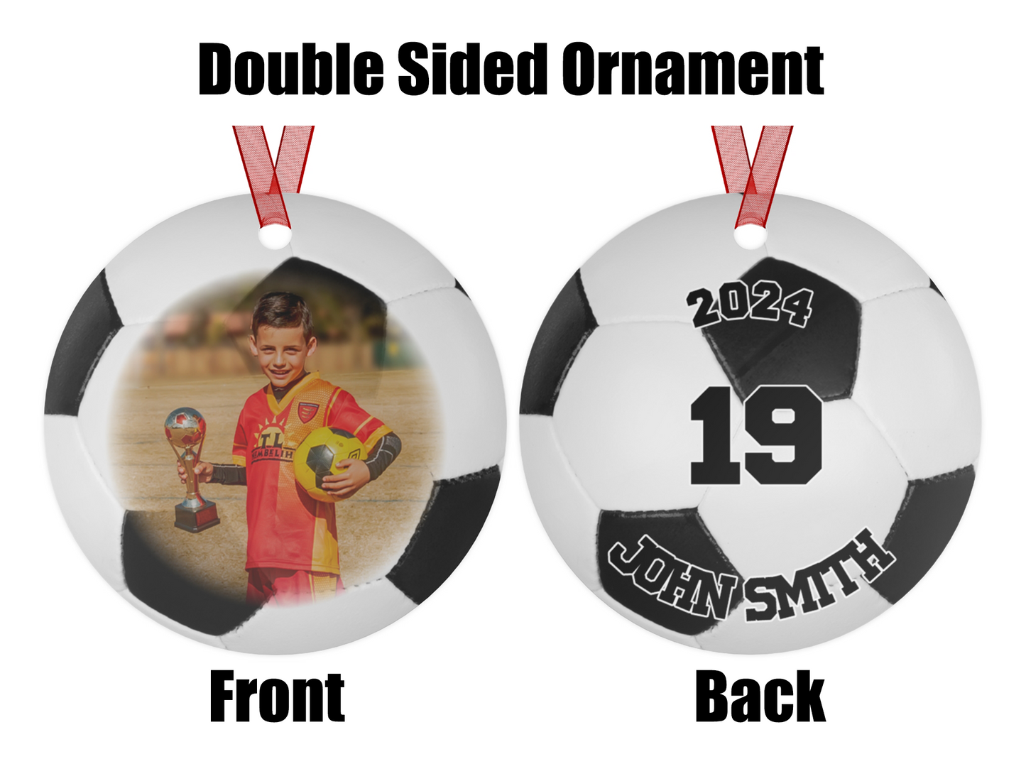 Personalized Soccer Photo Ornament 2024 - Custom Soccer Keepsake - Unique Gift for Soccer Fans